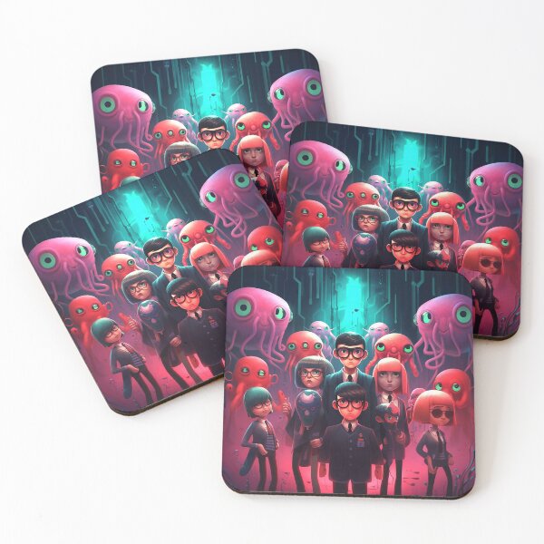 Item preview, A creation I made inspired by the Netflix series squid game in a cyberpunk style. Mixed media drawing with digital editing. designed and sold by karin milman.