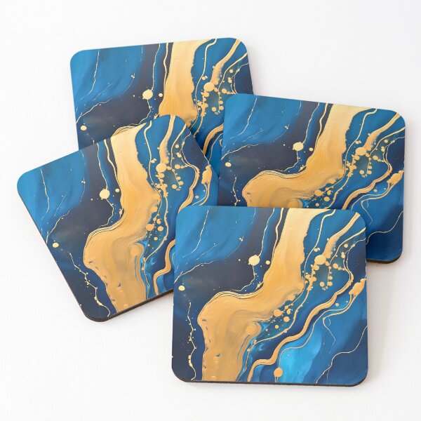 Item preview, Blue and gold or golden liquid marble texture effect designed and sold by NBSStore.