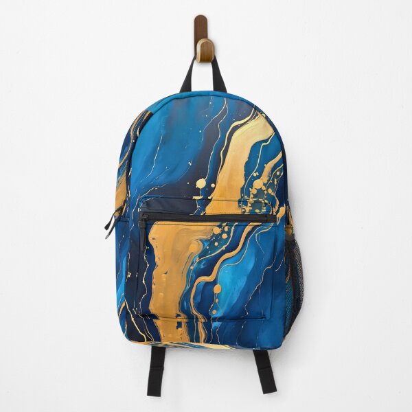 Item preview, Blue and gold or golden liquid marble texture effect designed and sold by NBSStore.