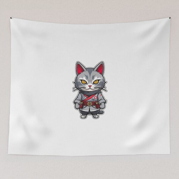 Item preview, Grey cat assassin in Japan designed and sold by KorArtStudio.