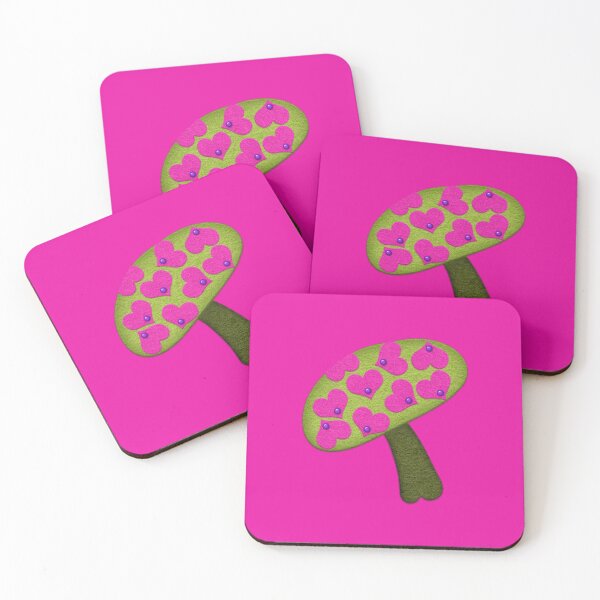 Item preview, Felt Look Pink Hearts Purple Beads Green Mushroom Valentine's Gift designed and sold by CheriesArt.