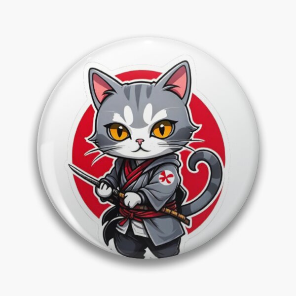 Item preview, Cute Grey cat assassin in Japan designed and sold by KorArtStudio.