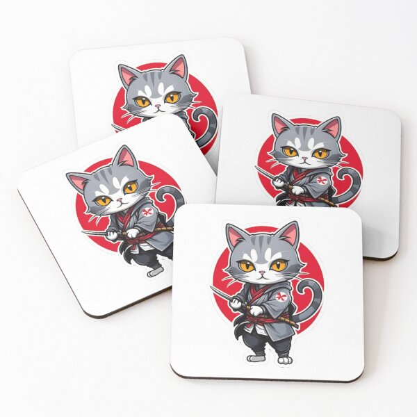 Item preview, Cute Grey cat assassin in Japan designed and sold by KorArtStudio.