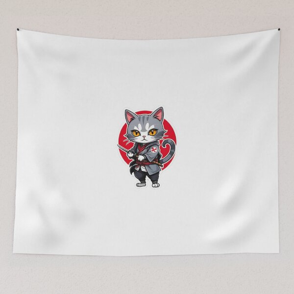 Item preview, Cute Grey cat assassin in Japan designed and sold by KorArtStudio.