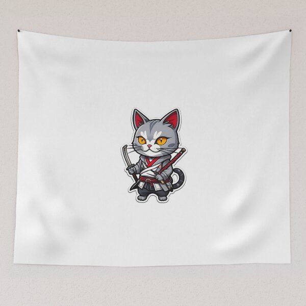 Item preview, Cool Grey cat assassin in Japan designed and sold by KorArtStudio.