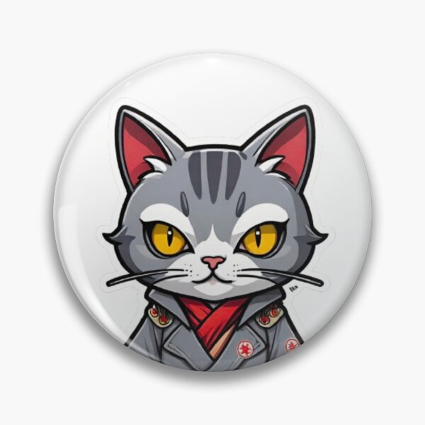 Item preview, Cute Grey cat assassin samurai in Japan designed and sold by KorArtStudio.