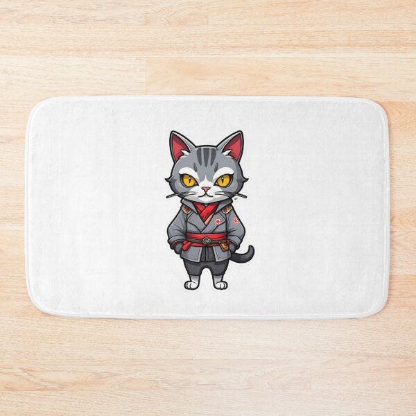 Item preview, Cute Grey cat assassin samurai in Japan designed and sold by KorArtStudio.