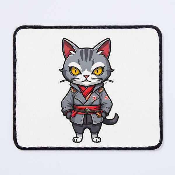 Item preview, Cute Grey cat assassin samurai in Japan designed and sold by KorArtStudio.