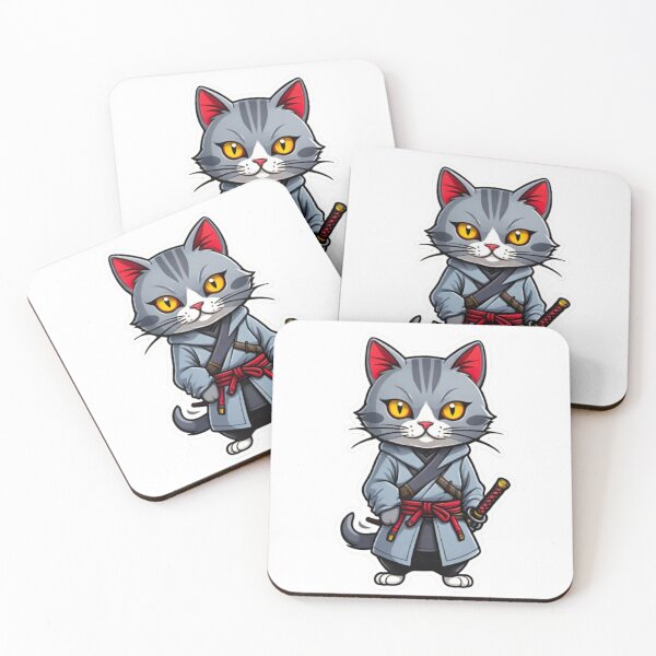 Item preview, Cool Grey cat assassin samurai in Japan designed and sold by KorArtStudio.