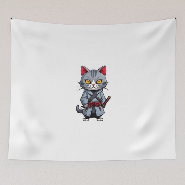 Item preview, Cool Grey cat assassin samurai in Japan designed and sold by KorArtStudio.