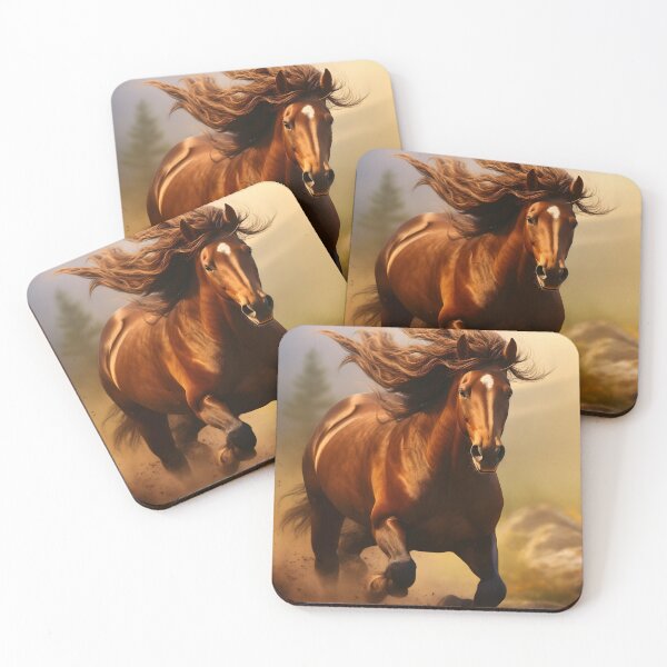 Item preview, Brown wild horse running or galloping photography, untamed spirit of freedom designed and sold by NBSStore.