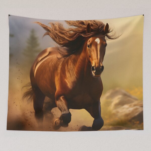 Item preview, Brown wild horse running or galloping photography, untamed spirit of freedom designed and sold by NBSStore.