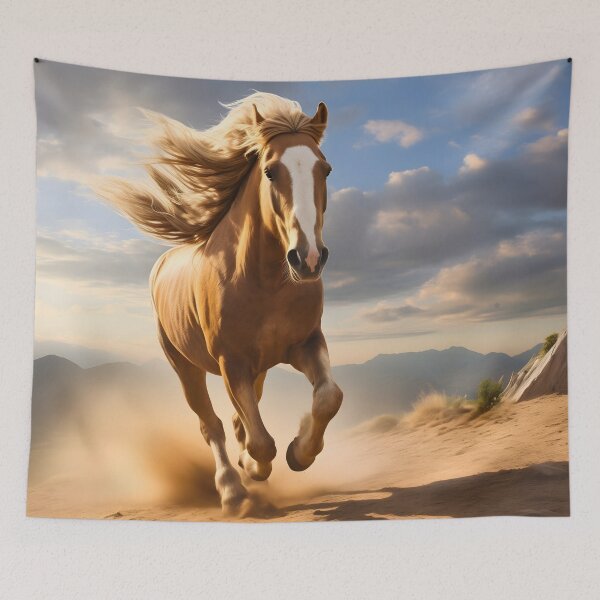 Item preview, Brown wild horse running or galloping photography, untamed spirit of freedom designed and sold by NBSStore.