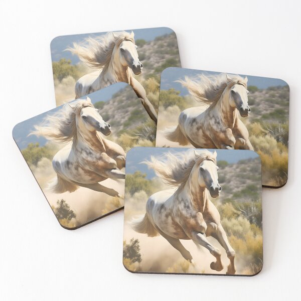 Item preview, Gray wild horse running or galloping through nature field photography, untamed spirit of freedom designed and sold by NBSStore.