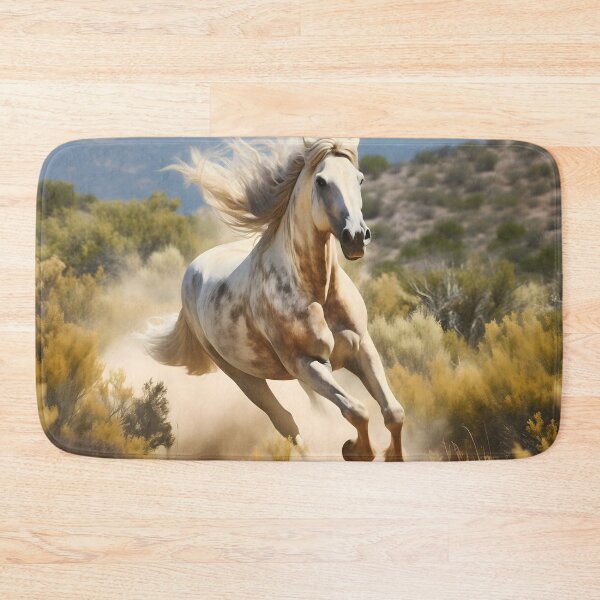 Item preview, Gray wild horse running or galloping through nature field photography, untamed spirit of freedom designed and sold by NBSStore.