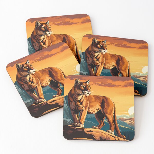 Item preview, Cougar or mountain lion wild cat on rocky mountains at the sunset artwork designed and sold by NBSStore.