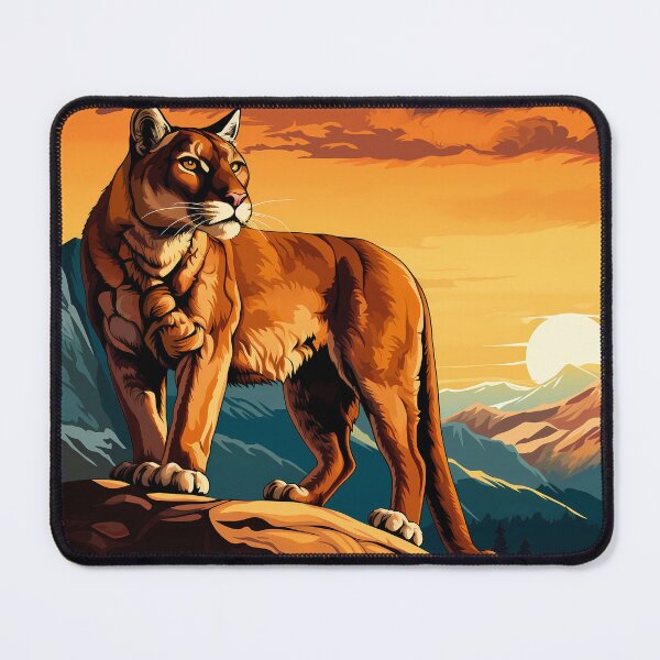 Item preview, Cougar or mountain lion wild cat on rocky mountains at the sunset artwork designed and sold by NBSStore.