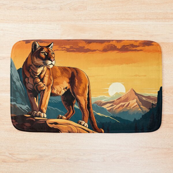 Item preview, Cougar or mountain lion wild cat on rocky mountains at the sunset artwork designed and sold by NBSStore.