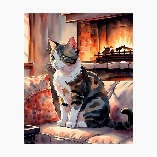 Item preview, House Cat In Cozy Home designed and sold by Gabriela McDaniel.