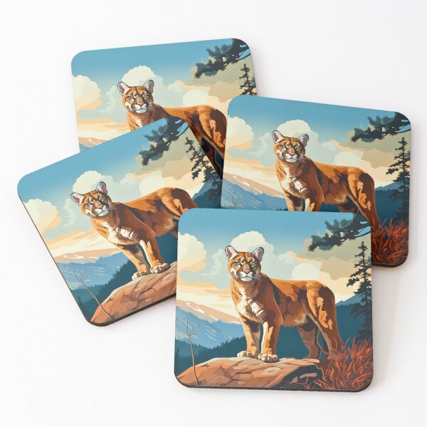 Item preview, Cougar or mountain lion wild cat on rocky mountains at the sunset artwork designed and sold by NBSStore.