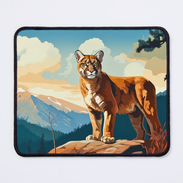 Item preview, Cougar or mountain lion wild cat on rocky mountains at the sunset artwork designed and sold by NBSStore.