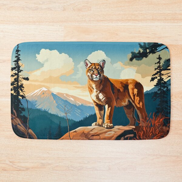 Item preview, Cougar or mountain lion wild cat on rocky mountains at the sunset artwork designed and sold by NBSStore.
