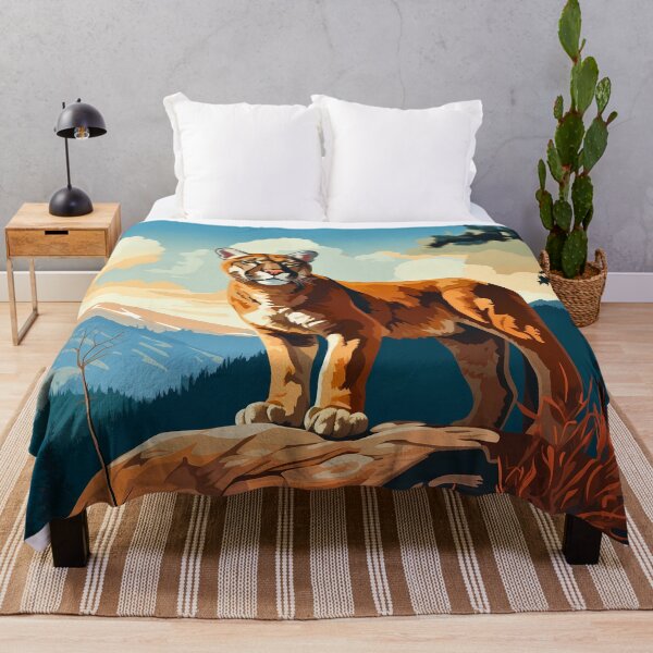 Item preview, Cougar or mountain lion wild cat on rocky mountains at the sunset artwork designed and sold by NBSStore.