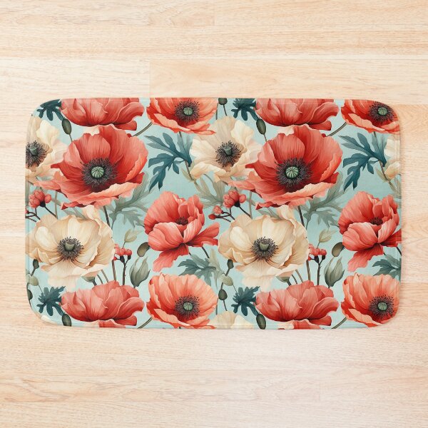 Item preview, Vintage Florals, Poppy with blue backgroud designed and sold by PigmeArt.