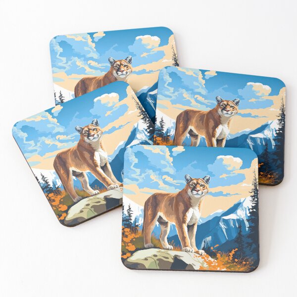 Item preview, Cougar or mountain lion wild cat on rocky mountains at the sunset artwork designed and sold by NBSStore.