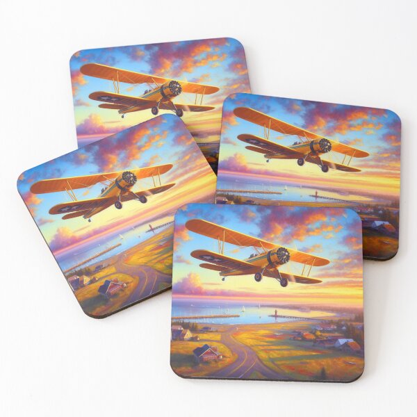 Item preview, Vintage Biplane Sunrise Takeoff designed and sold by BLGeiger2023.