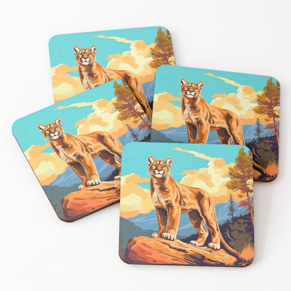 Item preview, Cougar or mountain lion wild cat on rocky mountains at the sunset artwork designed and sold by NBSStore.