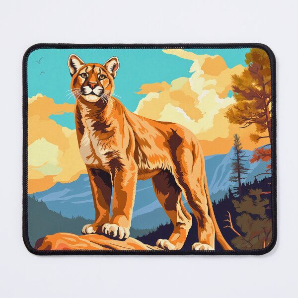 Item preview, Cougar or mountain lion wild cat on rocky mountains at the sunset artwork designed and sold by NBSStore.