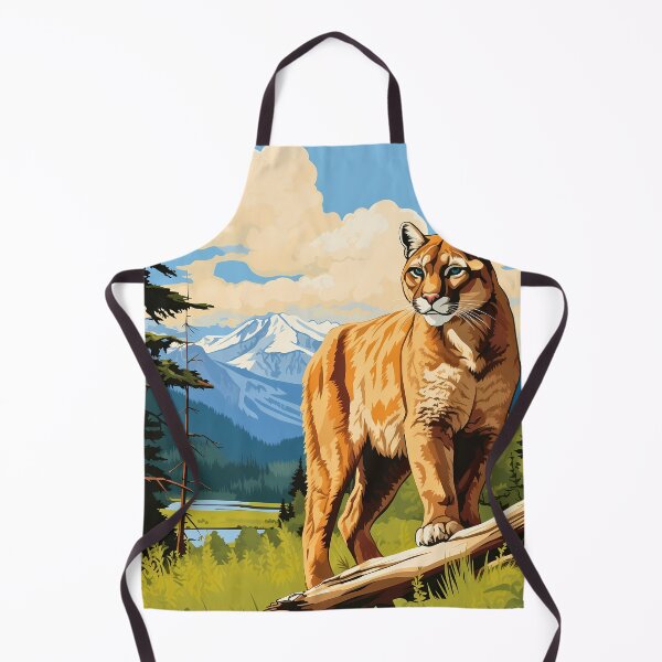 Item preview, Cougar or mountain lion wild predator cat in mountain range nature artwork designed and sold by NBSStore.