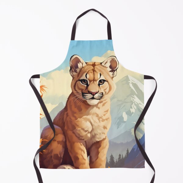 Item preview, Cougar or mountain lion cub wild predator cat in mountain range nature artwork designed and sold by NBSStore.