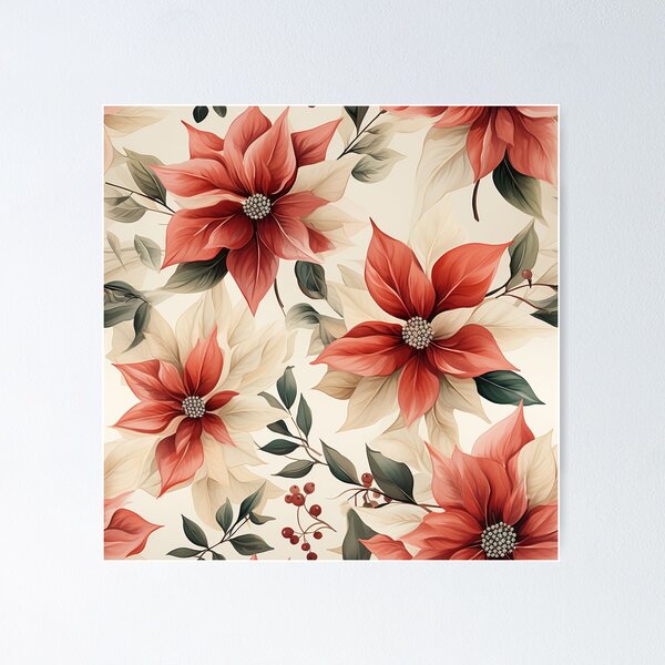 Item preview, Vintage Florals, Poinsettia designed and sold by PigmeArt.