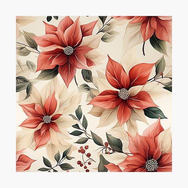 Item preview, Vintage Florals, Poinsettia designed and sold by PigmeArt.