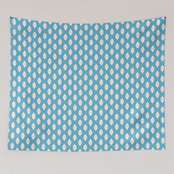 Item preview,  White cones with yellow border and rose circle in the middle on blue background designed and sold by MiliMDesign.