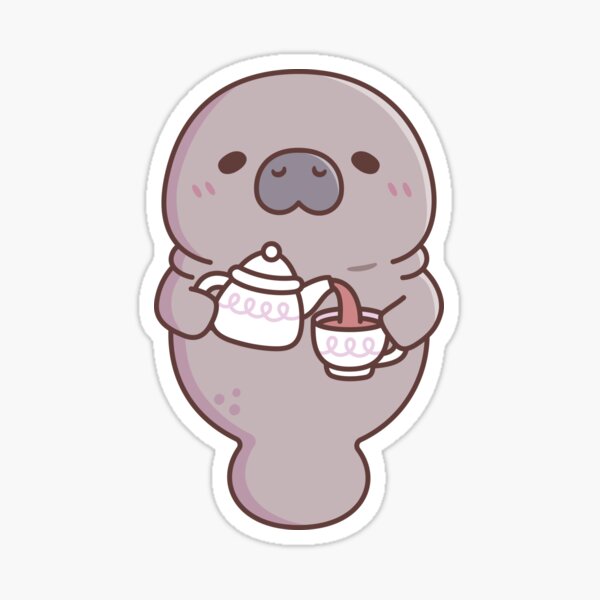 Item preview, Cute Manatee Pouring Tea Into Teacup designed and sold by rustydoodle.