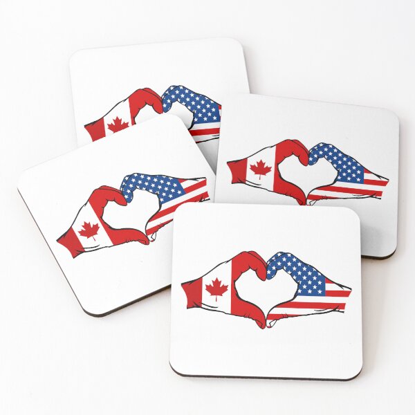 Item preview, Canada USA flag hands heart shape designed and sold by emeksedesign.