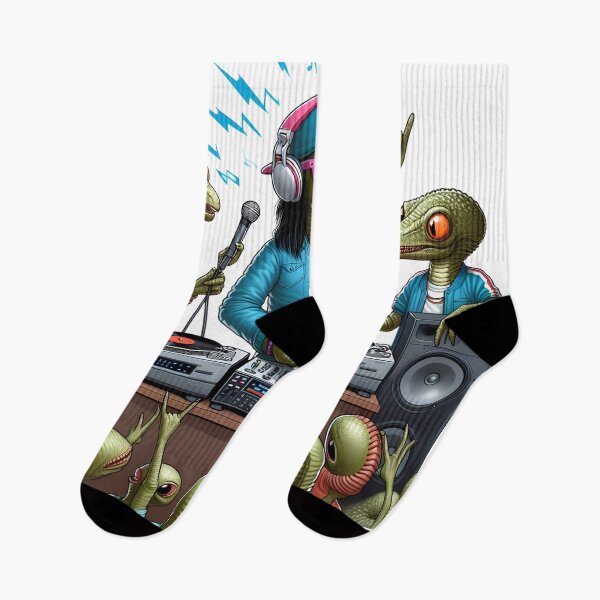 Item preview, Reptile alien dj | Illuminati rave party designed and sold by Class-Of-3001.