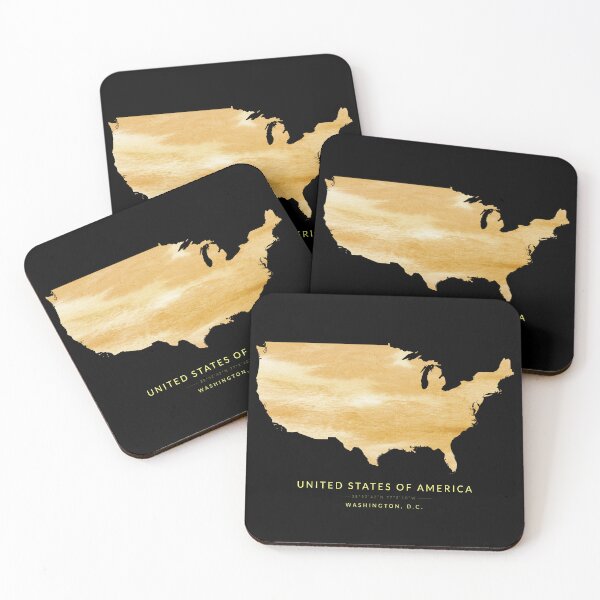 Item preview, United States of America map in gold color designed and sold by Jerhus.