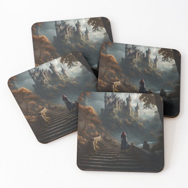 Item preview, Woman Discovering Enchanted Castle in the Forest by River designed and sold by MoriFantasy.