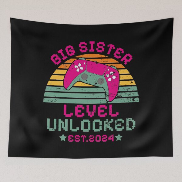 Item preview, Level Unlocked Vintage Retro Gamer Idea Big Sister Est 2024 designed and sold by wtfbba.