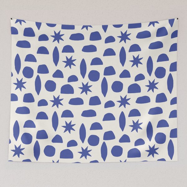 Item preview, BOHO HENRI MATISSE CHARCOAL VINTAGE BLUE ON CREAM designed and sold by blomastudios.