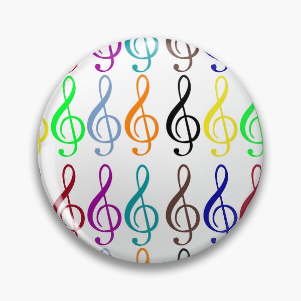 Item preview, Multicolored treble clefs (g clefs) in medium geometric repeated tiled design pattern designed and sold by ElegantTeaTime.
