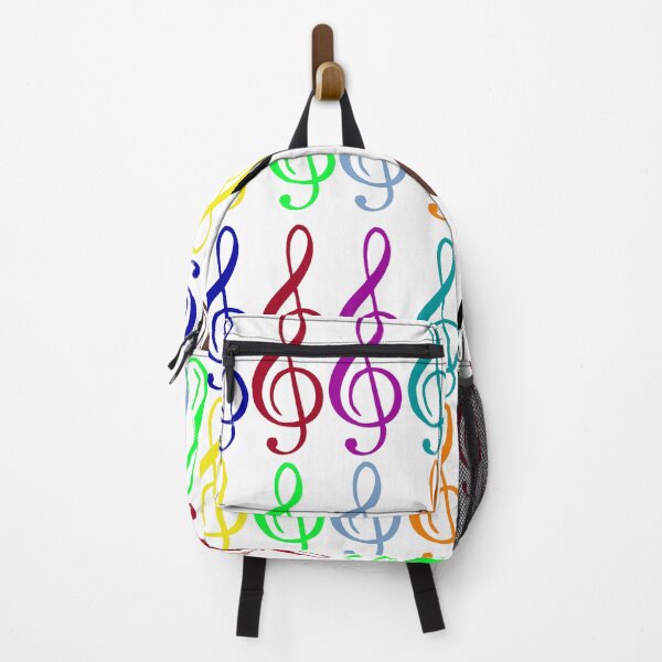 Item preview, Multicolored treble clefs (g clefs) in medium geometric repeated tiled design pattern designed and sold by ElegantTeaTime.