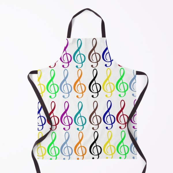 Item preview, Multicolored treble clefs (g clefs) in medium geometric repeated tiled design pattern designed and sold by ElegantTeaTime.