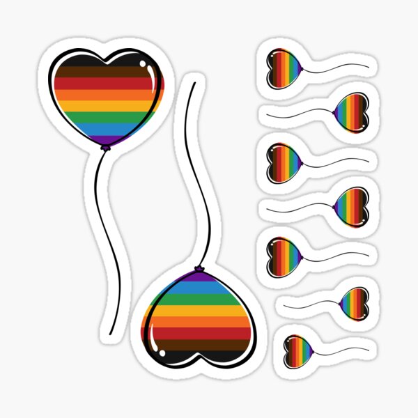 Inclusive LGBTQ Rainbow Pride Minimalist Heart Balloon Sticker
