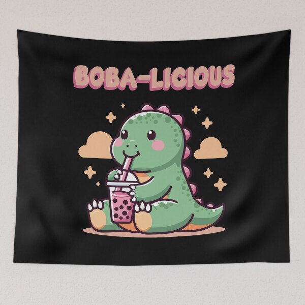 Item preview, Boba-licious Pink Cute Kawaii Dinosaur With Boba Drink designed and sold by wtfbba.