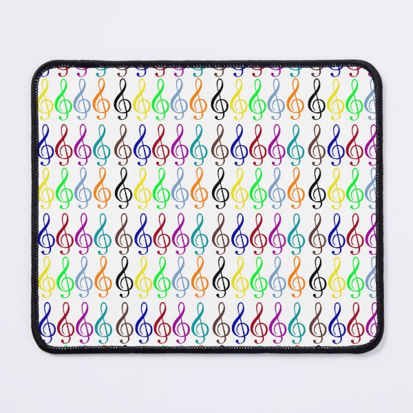 Item preview, Multicolored treble clefs (g clefs) in small geometric repeated tiled design pattern designed and sold by ElegantTeaTime.